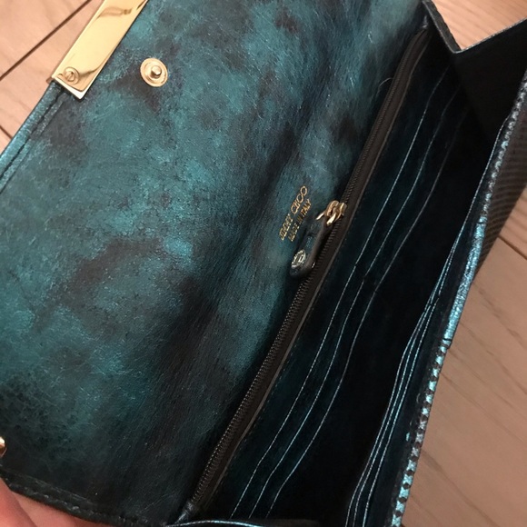 Jimmy Choo Blue Metallic Clutch - Picture 5 of 6